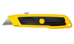 Нож STAYER с трапец. лезвием тип А24, метал. корпус