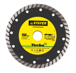 Диск (круг) алмазный 150*22 STAYER "TURBO" сегмент, сухая/влажная резка