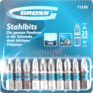 Бита PH №2, 25мм GROSS, 10 шт.