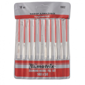 Набор надфилей алмазных, 140*50*3, MATRIX 10шт
