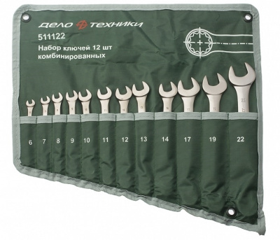 Набор кл. комб. 6-22мм ДЕЛО ТЕХНИКИ 12шт. тетрон.сумка
