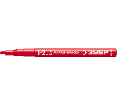Маркер-краска красный ЗУБР МК-200, круглый наконечник 1-2 мм