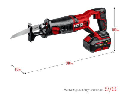 Пила сабельная аккумуляторная ЗУБР СПЛ-185-41