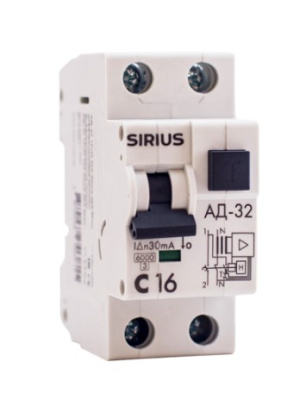 Дифференциальный автомат АД-32 1P+N 50А 30мА 6kA Sirius