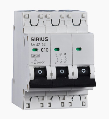 Автоматический выключатель ВА 47-63 3P 63А (С) 4,5кА Sirius