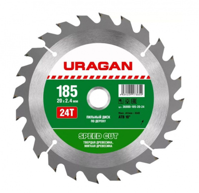 Диск (круг) пильный  URAGAN Speed cut 185*20(24Т)