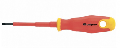 Отвертка диэлектр. Сибртех SL4*100mm, CrV, до 1000В, двухкомпон. рукоятка