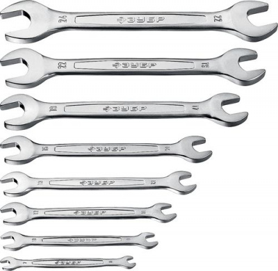 Набор кл. рожк. 6-24мм ЗУБР "МАСТЕР" 8шт. Cr-V сталь, хромированный