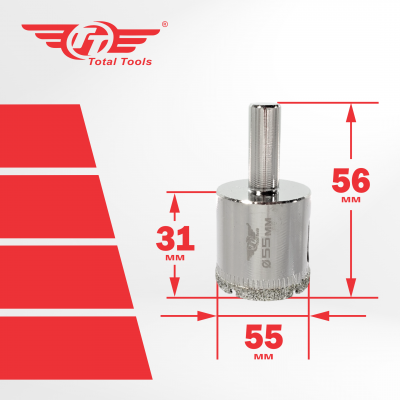 Коронка алмазная керамогранит/стекло/керамика  55 мм ТТ