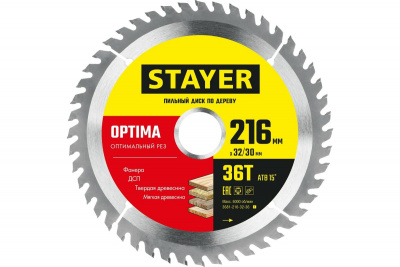Диск (круг) пильный  STAYER "OPTIMA"  216*32(36Т)