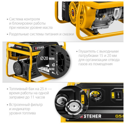 Бензогенератор STEHER GS-6500