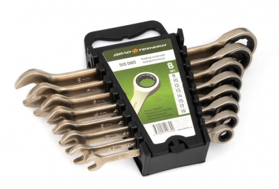 Набор кл. комб. трещоточных 8-19мм ДЕЛО ТЕХНИКИ 8шт. холдер