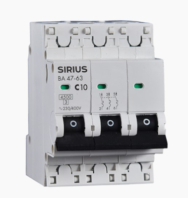 Автоматический выключатель ВА 47-63 3P 32А (С) 4,5кА Sirius