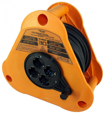 Удлинитель электрический 30 м 4 роз. ТТ "Призма" КГ 3х1,5 IP20 катушка пластм.