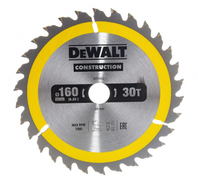 Диск (круг) пильный  DEWALT DT1932 160*20(30Т)