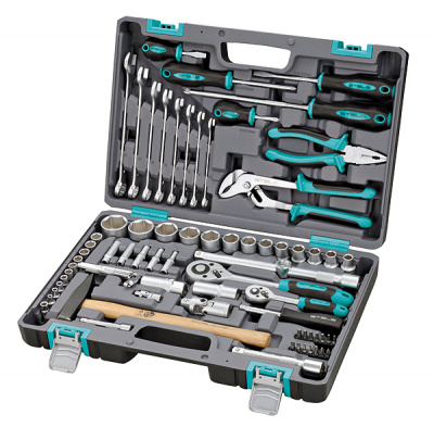 Набор инструмента STELS  76 предметов 1/2", 1/4", Сr-V, 