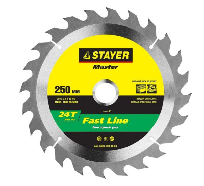 Диск (круг) пильный  STAYER "MASTER"  250*30(24Т)