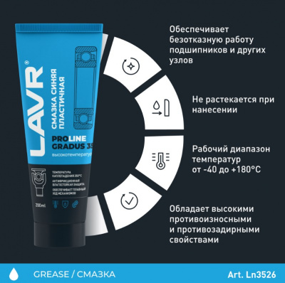 Смазка высокотемпературная синяя Gradus 350 PROline, LAVR 200мл