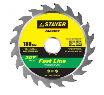 Диск (круг) пильный  STAYER "MASTER"  180*30(20Т)