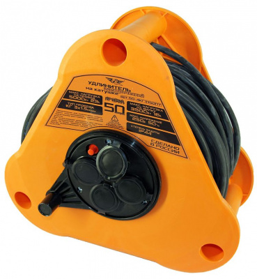 Удлинитель электрический 50 м 4 роз. ТТ "Призма" КГ 3х1,5 IP44 катушка пластм.