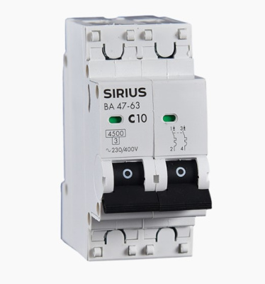 Автоматический выключатель ВА 47-63 2P 25А (С) 4,5кА Sirius