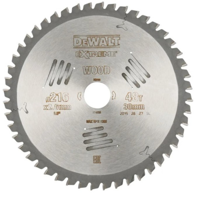 Диск (круг) пильный  DEWALT DT4320-QZ 216*30(48Т)