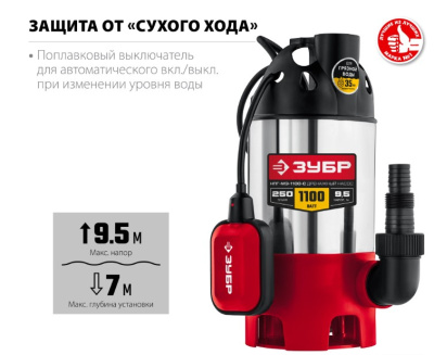 Насос дренажный ЗУБР НПГ-М3-1100-С