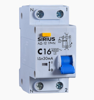 Дифференциальный автомат АД-12 1P+N 50А 30мА (C) 4,5kA Sirius