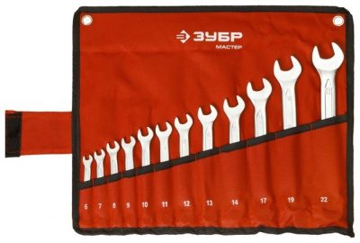 Набор кл. комб. 6-22мм ЗУБР "МАСТЕР" 12шт. Cr-V сталь, хромированный