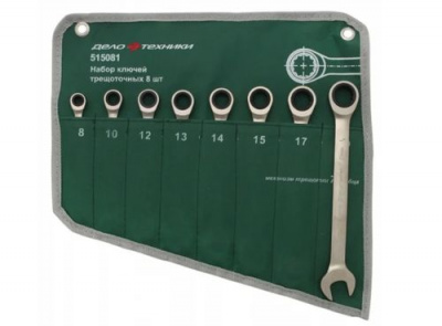 Набор кл. комб. трещоточных 8-19мм ДЕЛО ТЕХНИКИ 8шт. тетрон.сумка