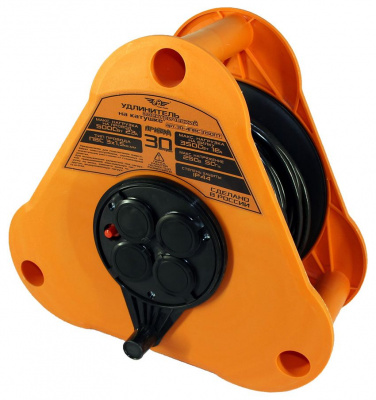 Удлинитель электрический 30 м 4 роз. ТТ "Призма" ПВС 3х1,5 IP44 катушка пластм.