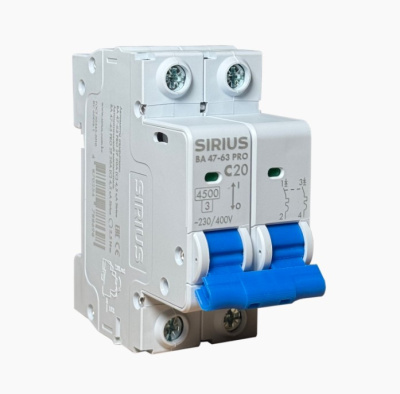 Автоматический выключатель ВА 47-63 PRO 2P 20А (С) 4,5кА Sirius