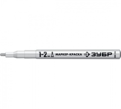 Маркер-краска белый ЗУБР МК-200, круглый наконечник 1-2 мм