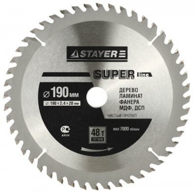 Диск (круг) пильный  STAYER Super Line  190*20(48Т)