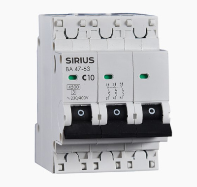 Автоматический выключатель ВА 47-63 3P 16А (С) 4,5кА Sirius