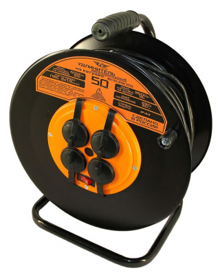 Удлинитель электрический 50 м 4 роз. ТТ ПВС 3х1,5 IP44 катушка металл.