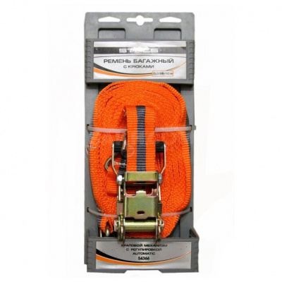 Ремень багажный с крюками, 0,38*10м "STELS" храповый механизм Automatic