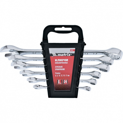 Набор кл. комб. 6-17мм MATRIX 6шт. полированный хром