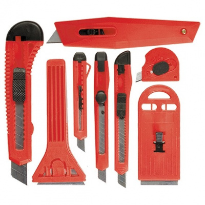 Набор ножей, выдв.лезв. 9мм-4шт,18мм-2шт,+ скребки 40-52мм 2шт., MATRIX,