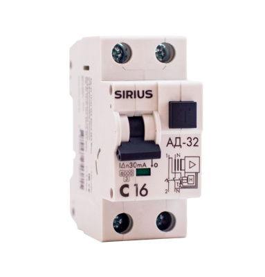 Дифференциальный автомат АД-32 1P+N 32А 30мА 6kA Sirius