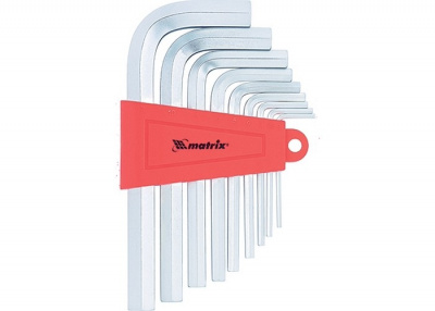 Набор ключей имбусовых HEX, 2-12мм, MATRIXCrV, 9шт. короткие