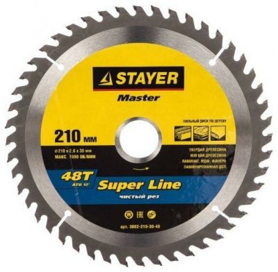 Диск (круг) пильный  STAYER Super Line  210*30(48Т)