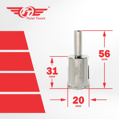 Коронка алмазная керамогранит/стекло/керамика  20 мм ТТ 2шт