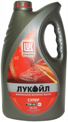 Масло моторное 4л. Лукойл-Супер 15W40 минеральное SG/CD