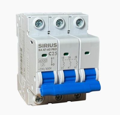 Автоматический выключатель ВА 47-63 PRO 3P 20А (С) 4,5кА Sirius
