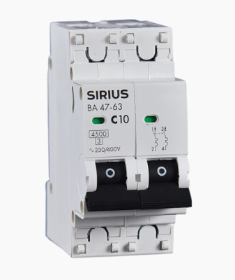 Автоматический выключатель ВА 47-63 2P 50А (С) 4,5кА Sirius