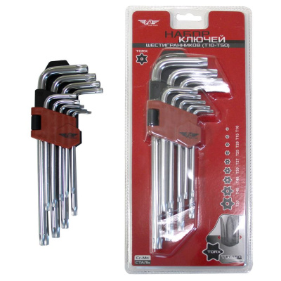 Набор ключей шестигранников Cr-Mo (Т10-Т50) ТТ